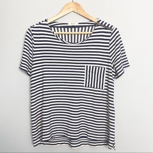 MADEWELL striped ponte shirt sleeve zipper tee LG